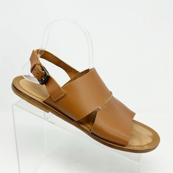 Garnet Hill Women's Brown Leather Slingback Sandals Size 8.5 *Made in Italy* - Picture 1 of 11